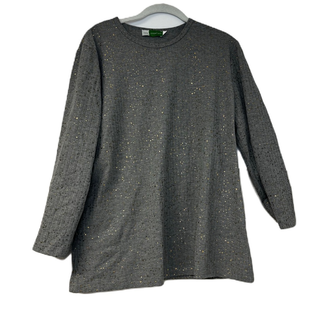 Ivee Essentials XXL Woman's Sparkle Ribbed long sleeve tie knot casual